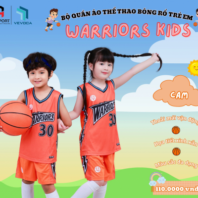 Áo bóng rổ trẻ em Warriors kids cam