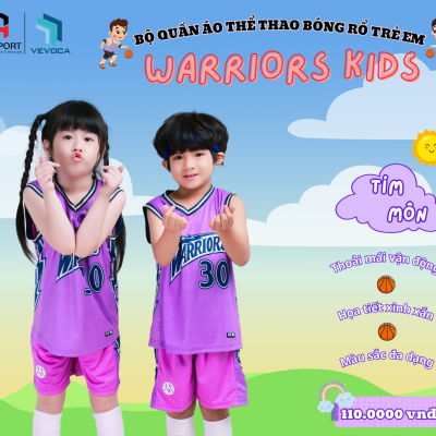 Áo bóng rổ trẻ em Warriors kids tím môn