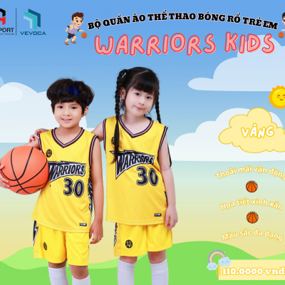 Áo bóng rổ trẻ em Warriors kids vàng