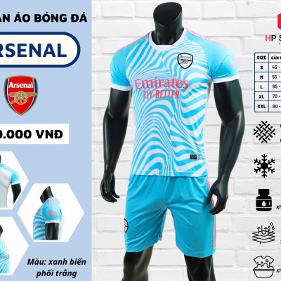 Áo CLB Arsenal xanh biển phối trắng