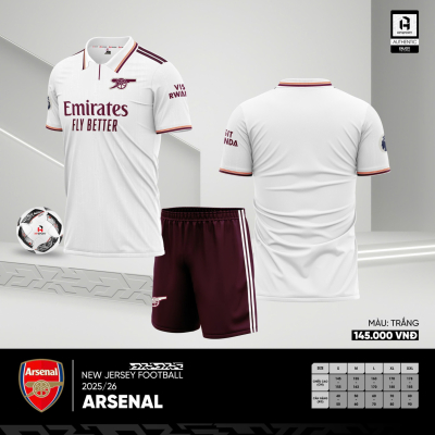 Áo CLB Arsenal trắng 2025-2026