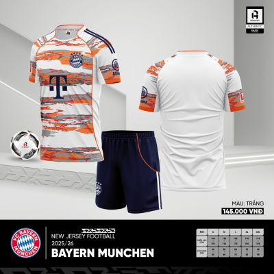 Áo CLB Bayern Munich trắng sọc 2025-2026
