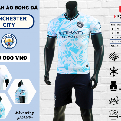 Áo CLB Man City 2023 trắng xanh biển